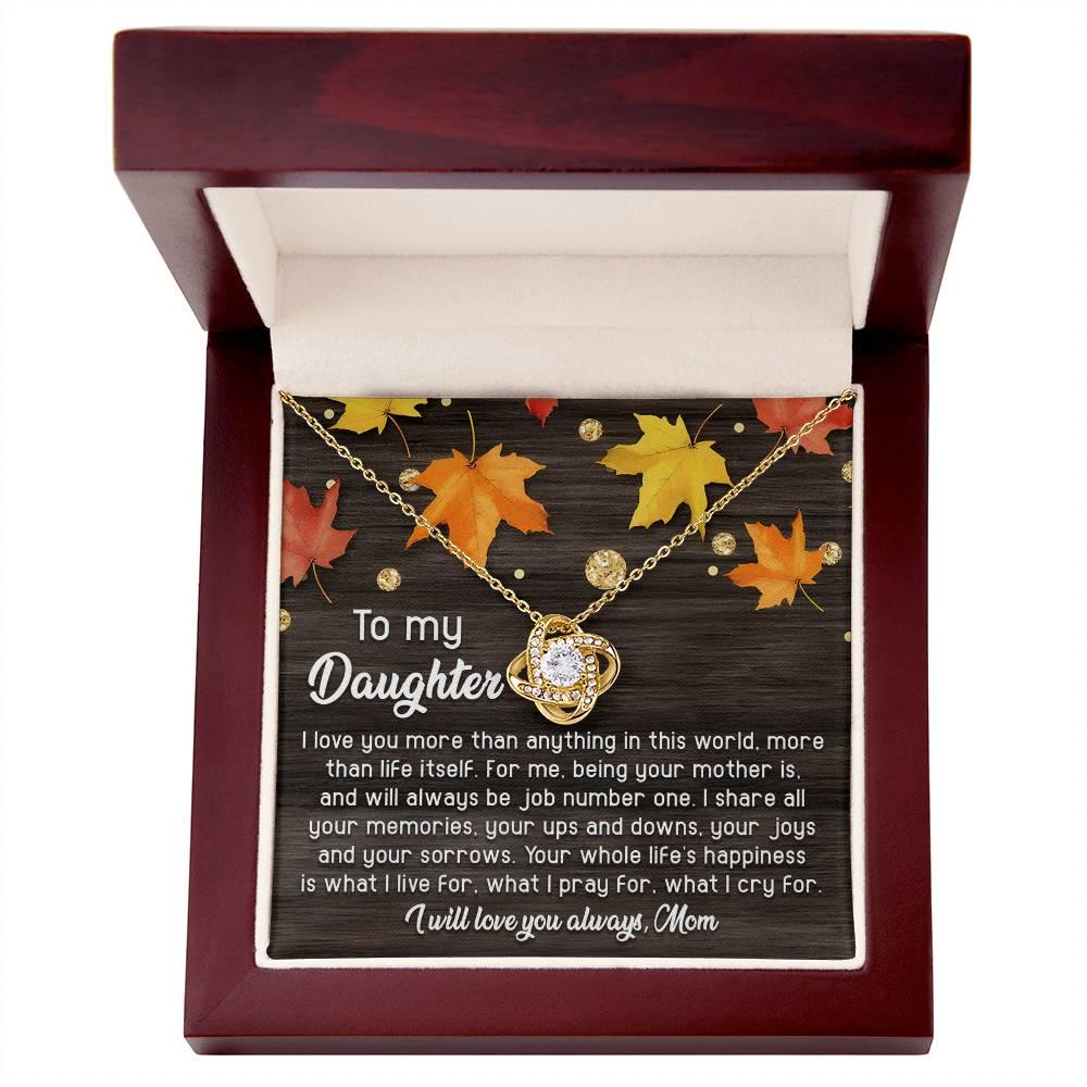 Daughter - Job Number One - Love Knot Pendant Necklace - Mallard Moon Gift Shop