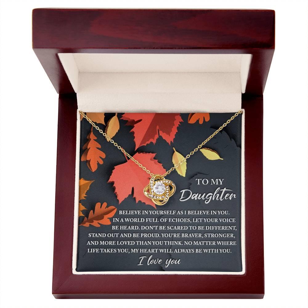 Daughter - To Be Different - Love Knot Pendant Necklace - Mallard Moon Gift Shop