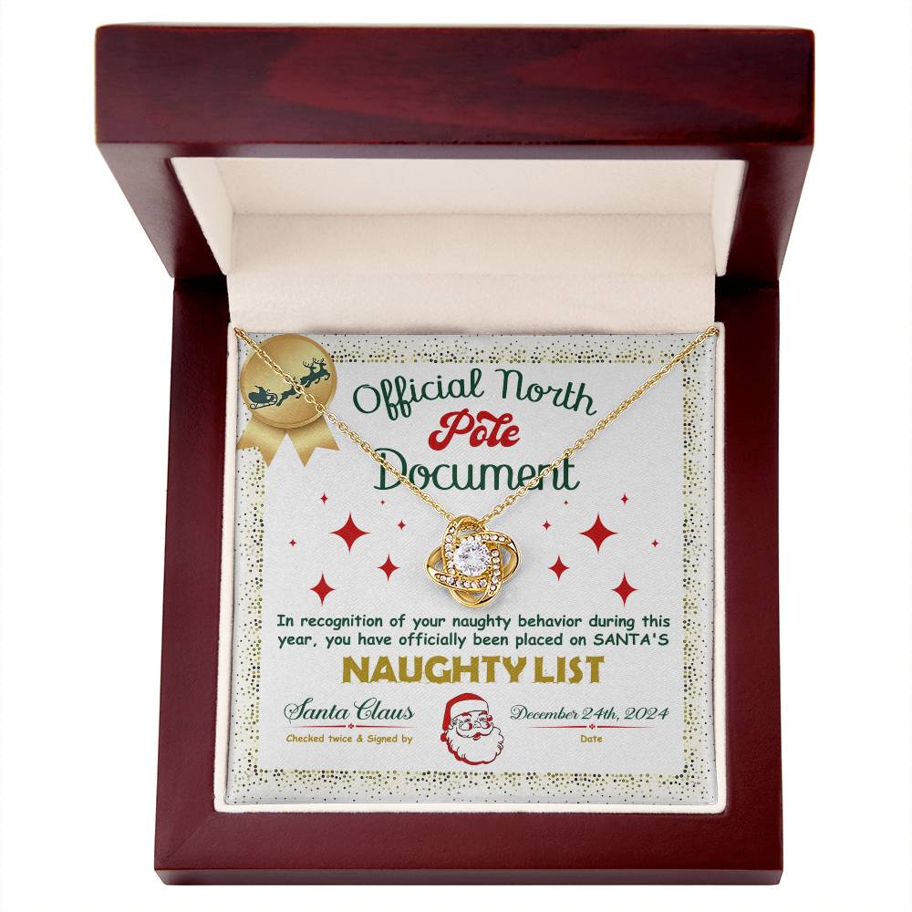 Naughty List - North Pole - Love Knot Pendant Necklace - Mallard Moon Gift Shop