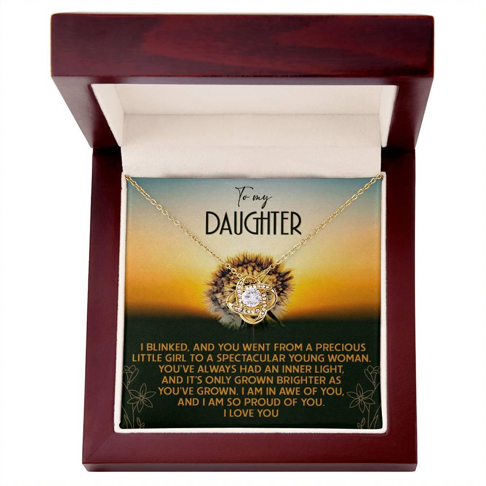 Daughter - Grown Brighter - Love Knot Pendant Necklace - Mallard Moon Gift Shop