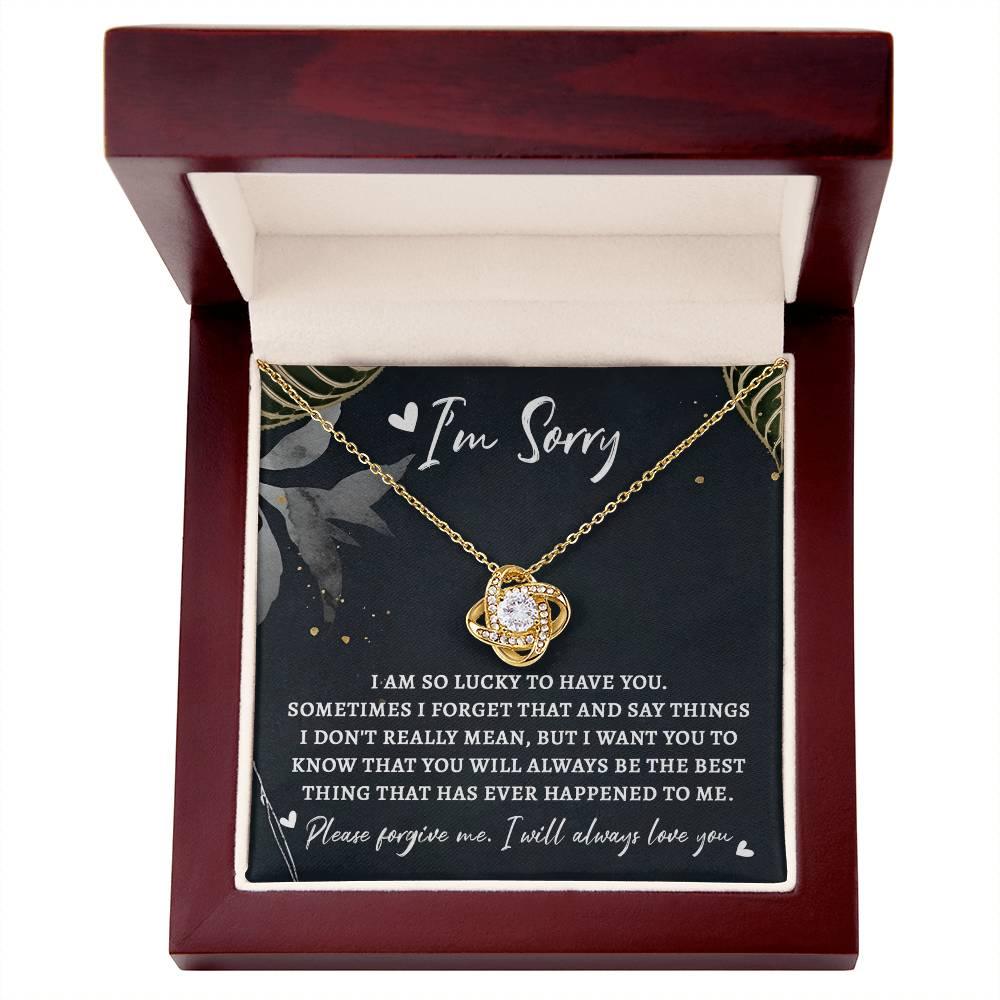 Apology Gift for Girlfriend, Wife, Soulmate - Sorry, The Best Thing - Love Knot Pendant Necklace - Mallard Moon Gift Shop