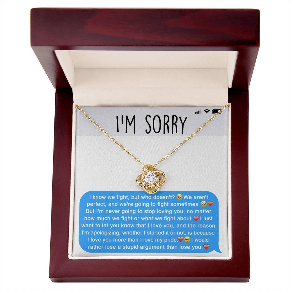 Apology Gift for Girlfriend, Wife, Soulmate - Sorry, Stupid Argument - Love Knot Pendant Necklace - Mallard Moon Gift Shop