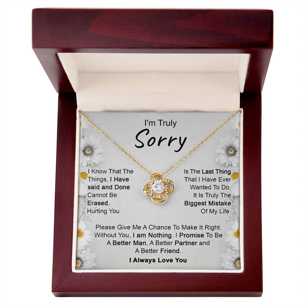 Apology Gift for Girlfriend, Wife, Soulmate - I’m Truly Sorry - Love Knot Pendant Necklace - Mallard Moon Gift Shop