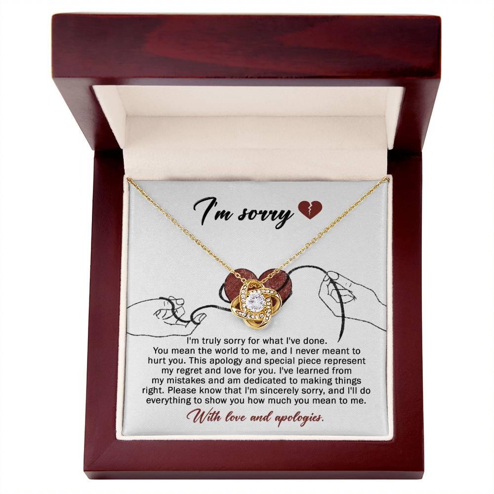 Apology Gift for Girlfriend, Wife, Soulmate - Sorry, Mean The World - Love Knot Pendant Necklace - Mallard Moon Gift Shop