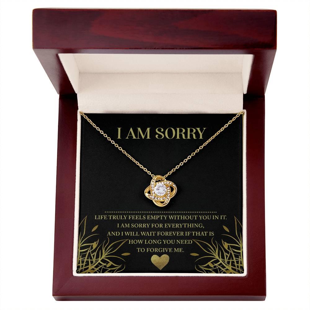 Apology Gift for Girlfriend, Wife, Soulmate - Sorry, Without You - Love Knot Pendant Necklace - Mallard Moon Gift Shop