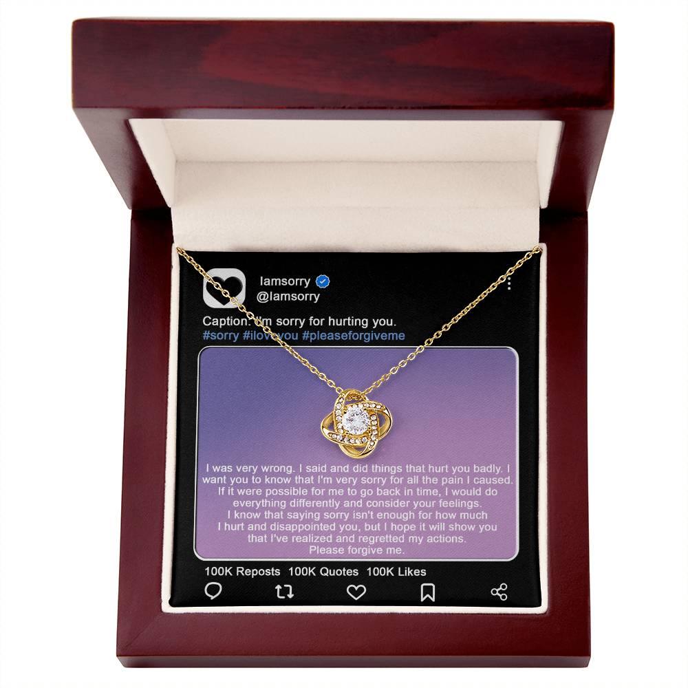 Gift for Girlfriend, Wife-Sorry, Hurt You Badly - Love Knot Pendant Necklace - Mallard Moon Gift Shop