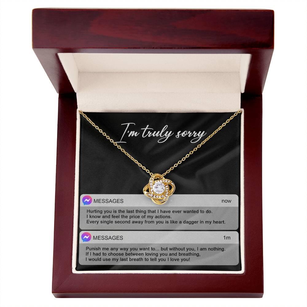 Gift for Girlfriend, Wife - Sorry, Away From You - Love Knot Pendant Necklace - Mallard Moon Gift Shop