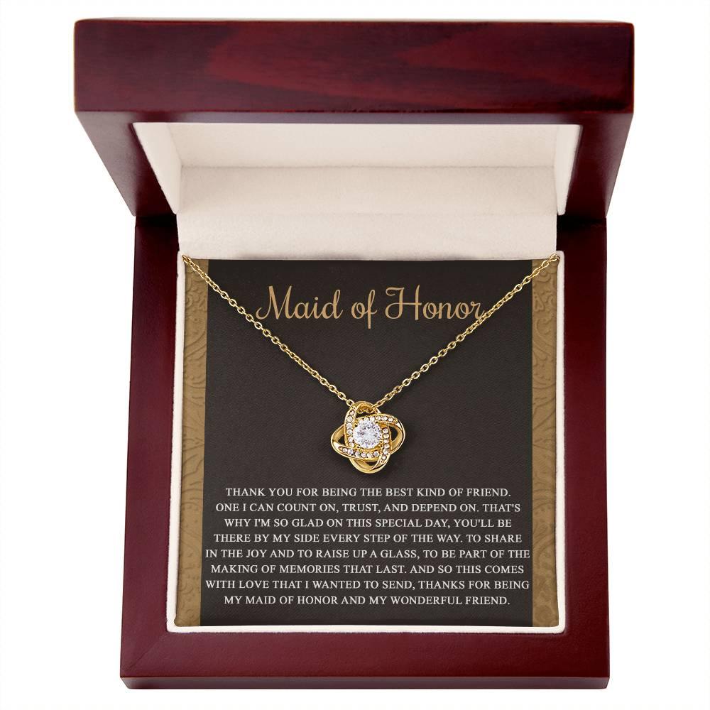 Maid of Honor Wedding Day Gift-Kind Of Friend- Love Knot Pendant Necklace - Mallard Moon Gift Shop