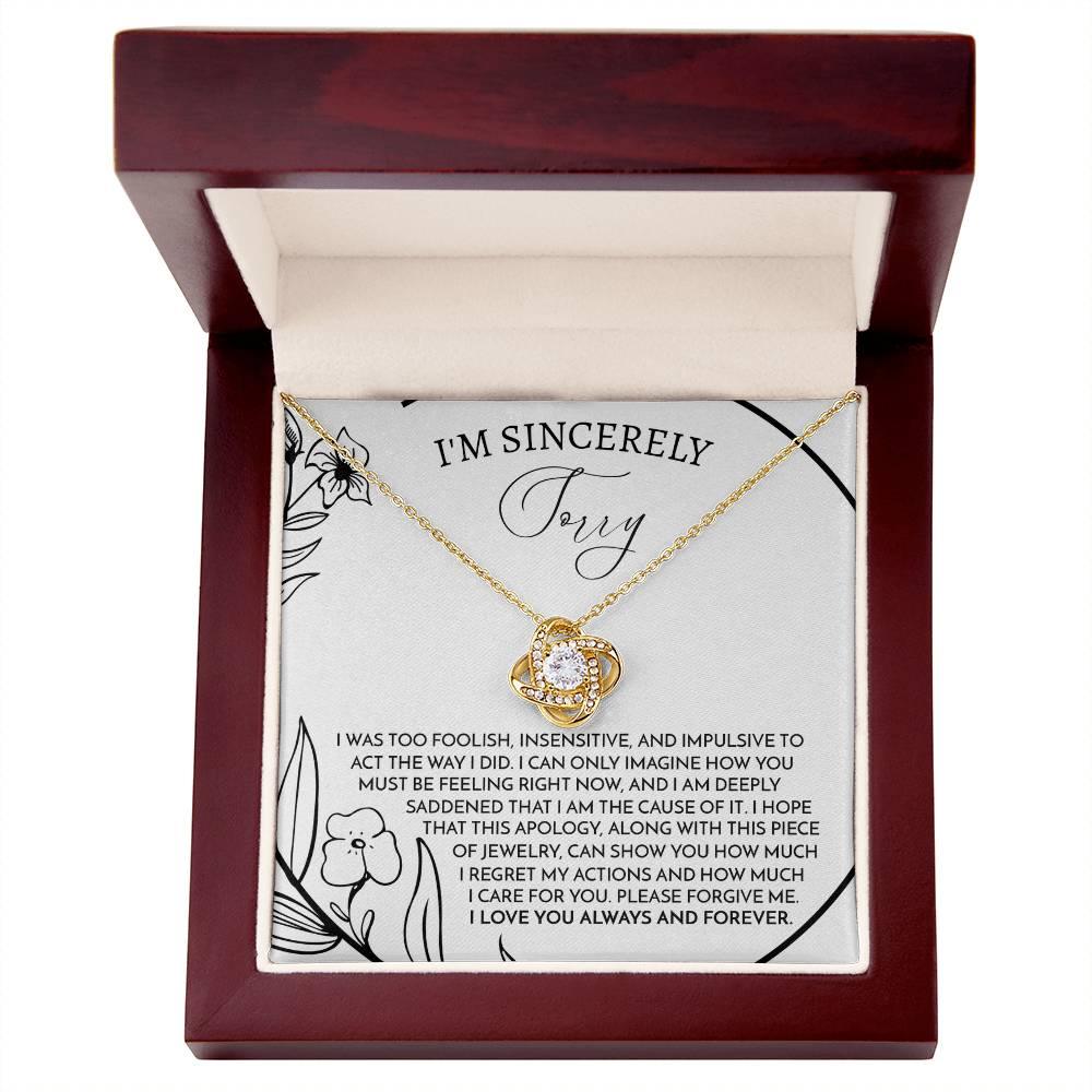 Apology Gift for Girlfriend, Wife, Soulmate -Sorry, Care For You - Love Knot Pendant Necklace - Mallard Moon Gift Shop