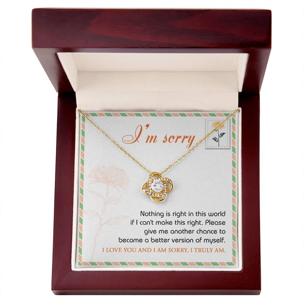 Gift for Girlfriend, Wife-Sorry, Another Chance-Love Knot Pendant Necklace - Mallard Moon Gift Shop