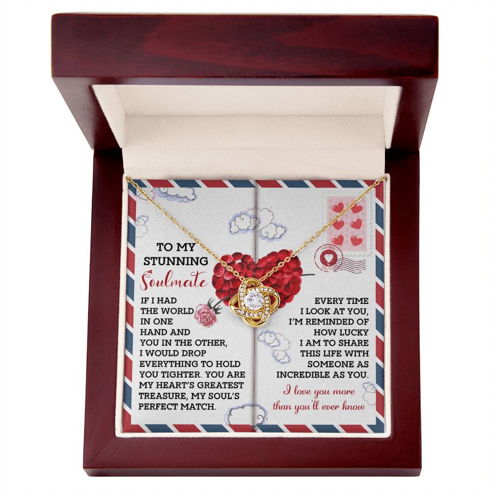 Romantic Anniversary, Valentine's Day Gift for Soulmate, Wife, Girlfriend - My Heart’s Greatest Treasure - Love Knot Pendant Necklace - Mallard Moon Gift Shop