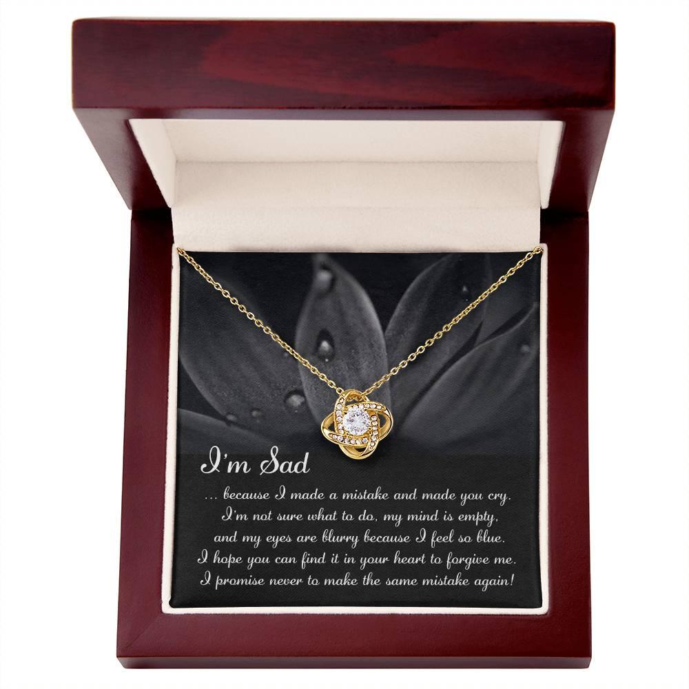 Apology Gift for Girlfriend, Wife, Soulmate - Sorry, Feel So Blue - Love Knot Pendant Necklace - Mallard Moon Gift Shop
