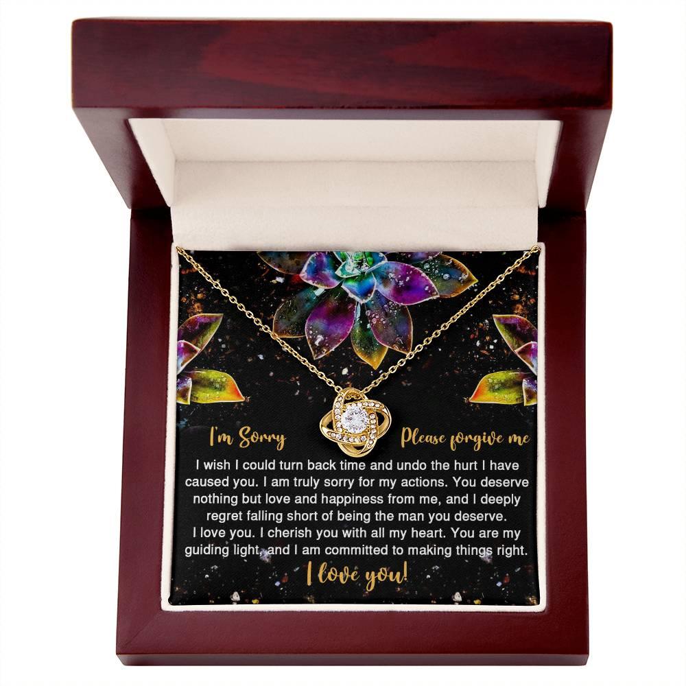 Apology Gift for Girlfriend, Wife, Soulmate - Sorry, All My Heart - Love Knot Pendant Necklace - Mallard Moon Gift Shop