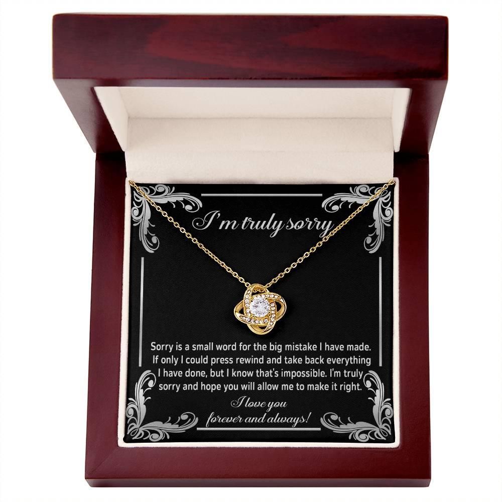 Gift for Girlfriend, Wife-Sorry, Make It Right-Love Knot Pendant Necklace - Mallard Moon Gift Shop
