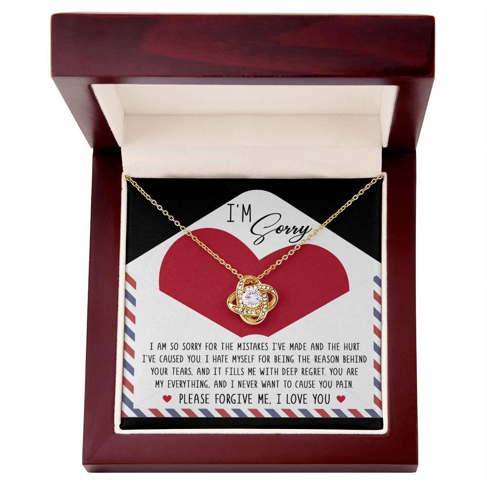 Apology Gift for Girlfriend, Wife, Soulmate - Sorry, Behind Your Tears - Love Knot Pendant Necklace - Mallard Moon Gift Shop