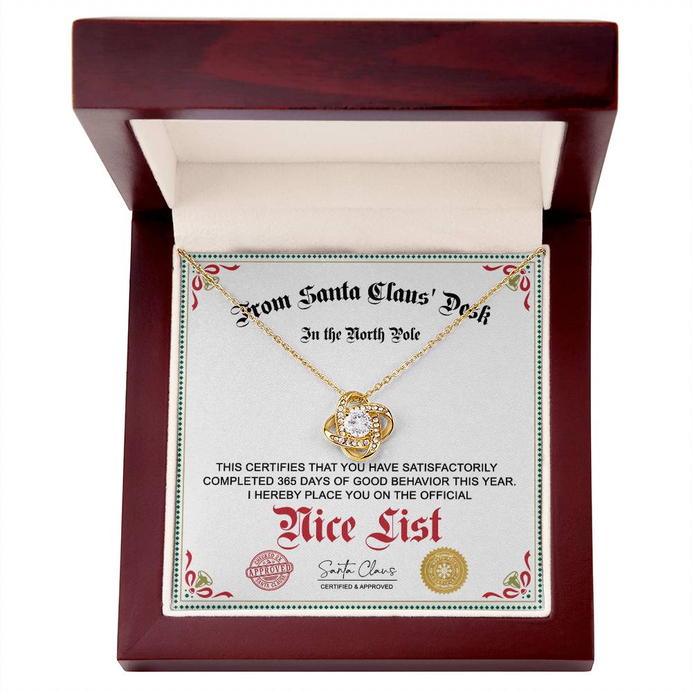 Nice List - North Pole - Love Knot Pendant Necklace - Mallard Moon Gift Shop