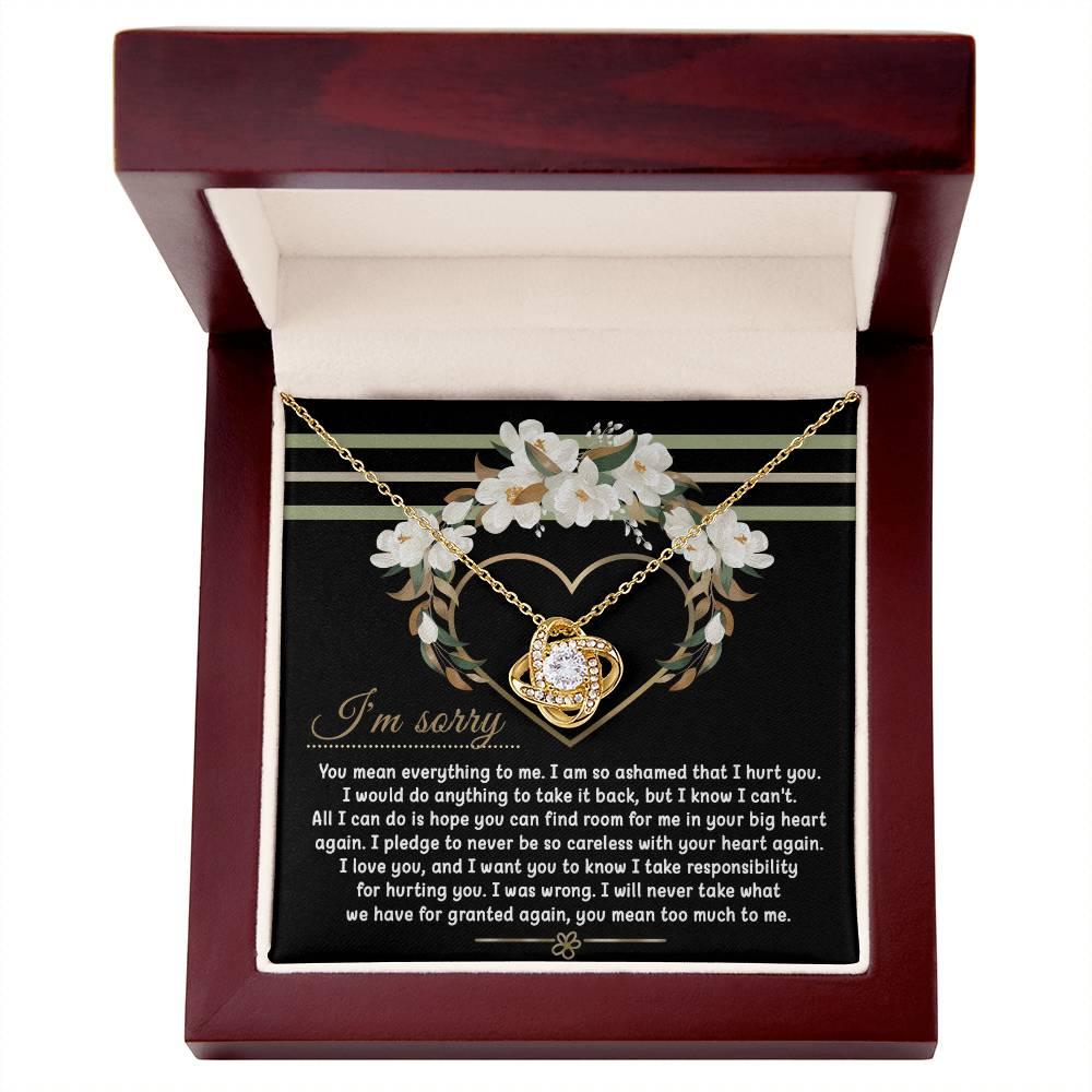 Apology Gift for Girlfriend, Wife, Soulmate - Sorry, Big Heart - Love Knot Pendant Necklace - Mallard Moon Gift Shop