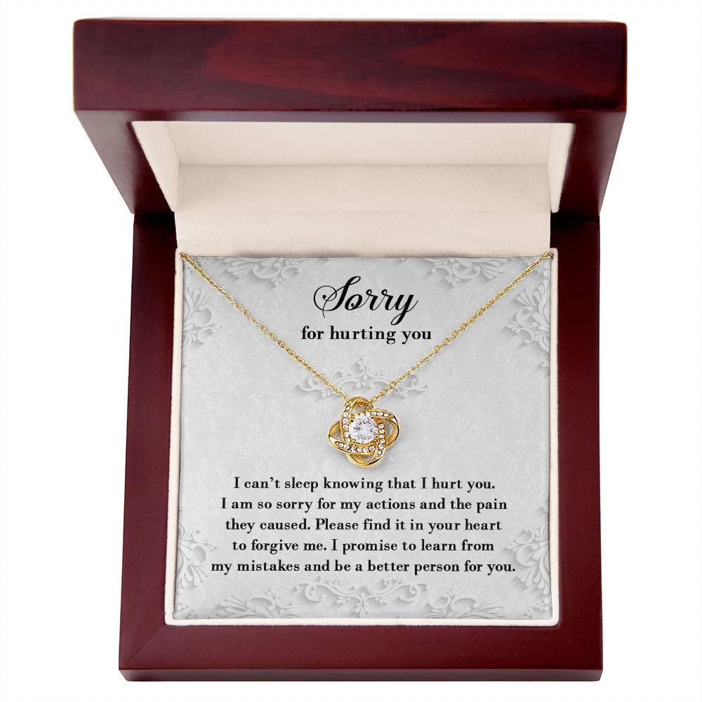 Apology Gift for Girlfriend, Wife, Soulmate - Sorry, Can’t Sleep - Love Knot Pendant Necklace - Mallard Moon Gift Shop
