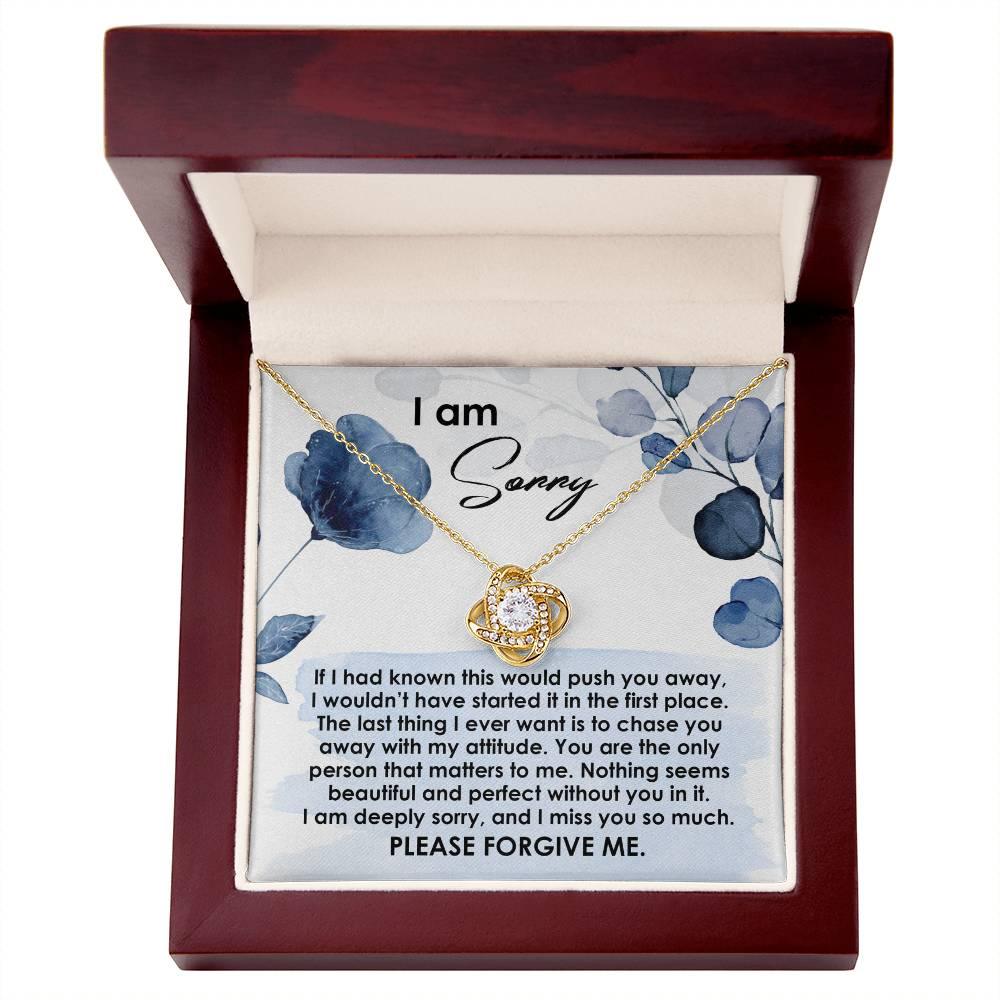 Apology Gift for Girlfriend, Wife, Soulmate - Sorry, Push You Away - Love Knot Pendant Necklace - Mallard Moon Gift Shop
