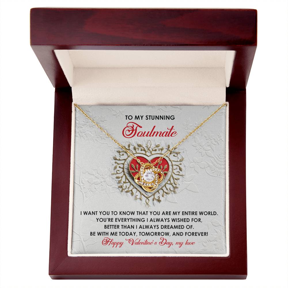 Romantic Valentine's Day Gift for Soulmate, Wife, Girlfriend -You Are My Entire World - Love Knot Pendant Necklacee - Mallard Moon Gift Shop