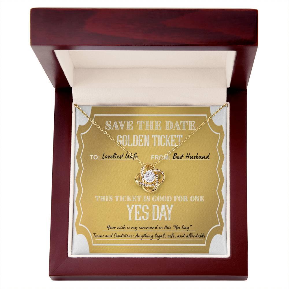 Wife Wedding Day Gift - Golden Ticket - Love Knot Pendant Necklace - Mallard Moon Gift Shop