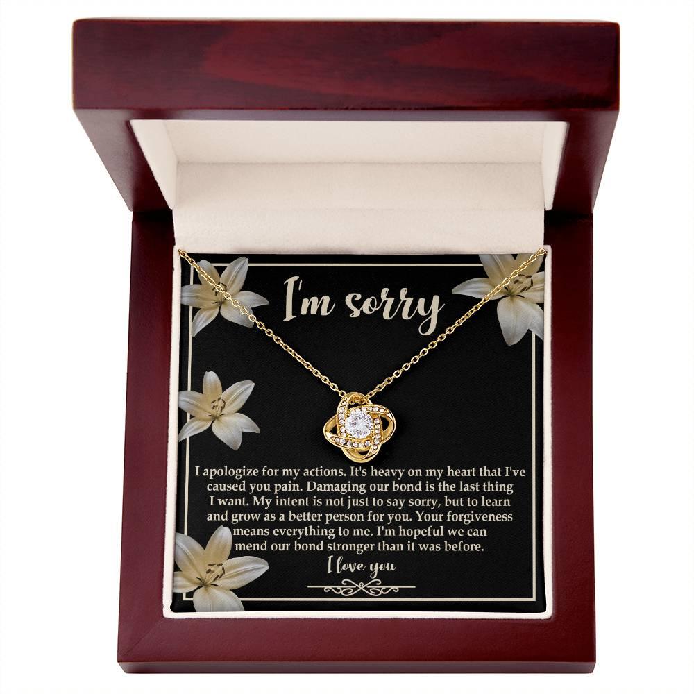 Apology Gift for Girlfriend, Wife, Soulmate - Sorry, The Last Thing - Love Knot Pendant Necklace - Mallard Moon Gift Shop