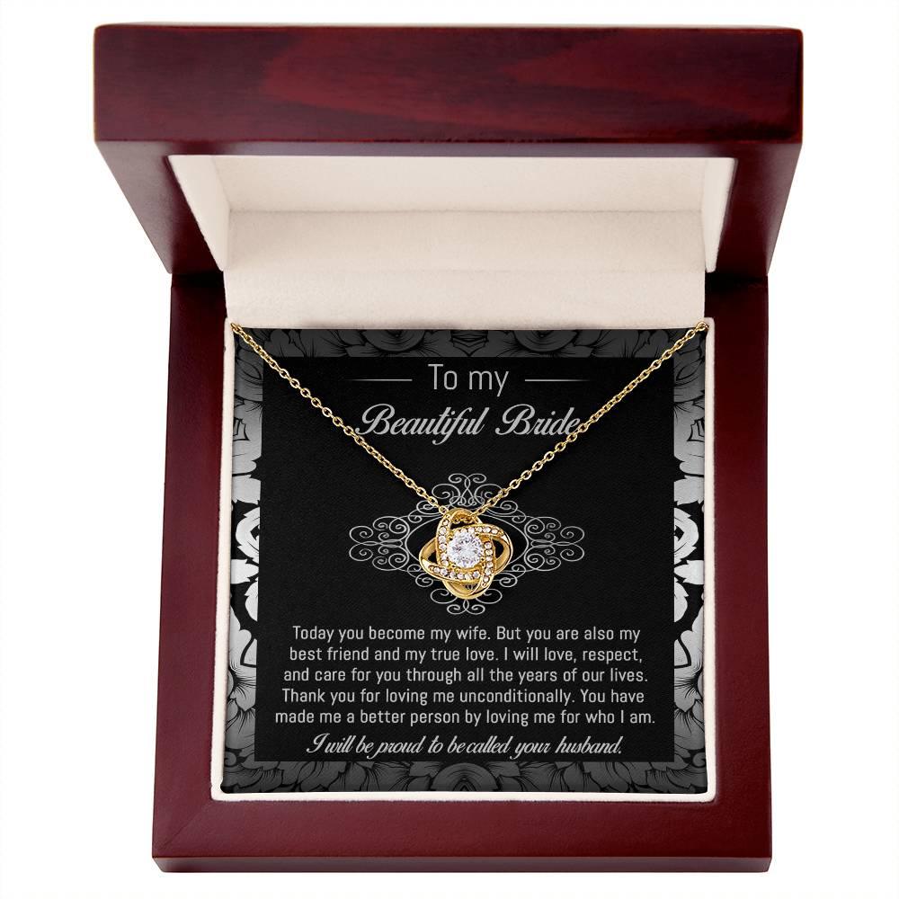 Bride Wedding Day Gift - My True Love - Love Knot Pendant Necklace - Mallard Moon Gift Shop
