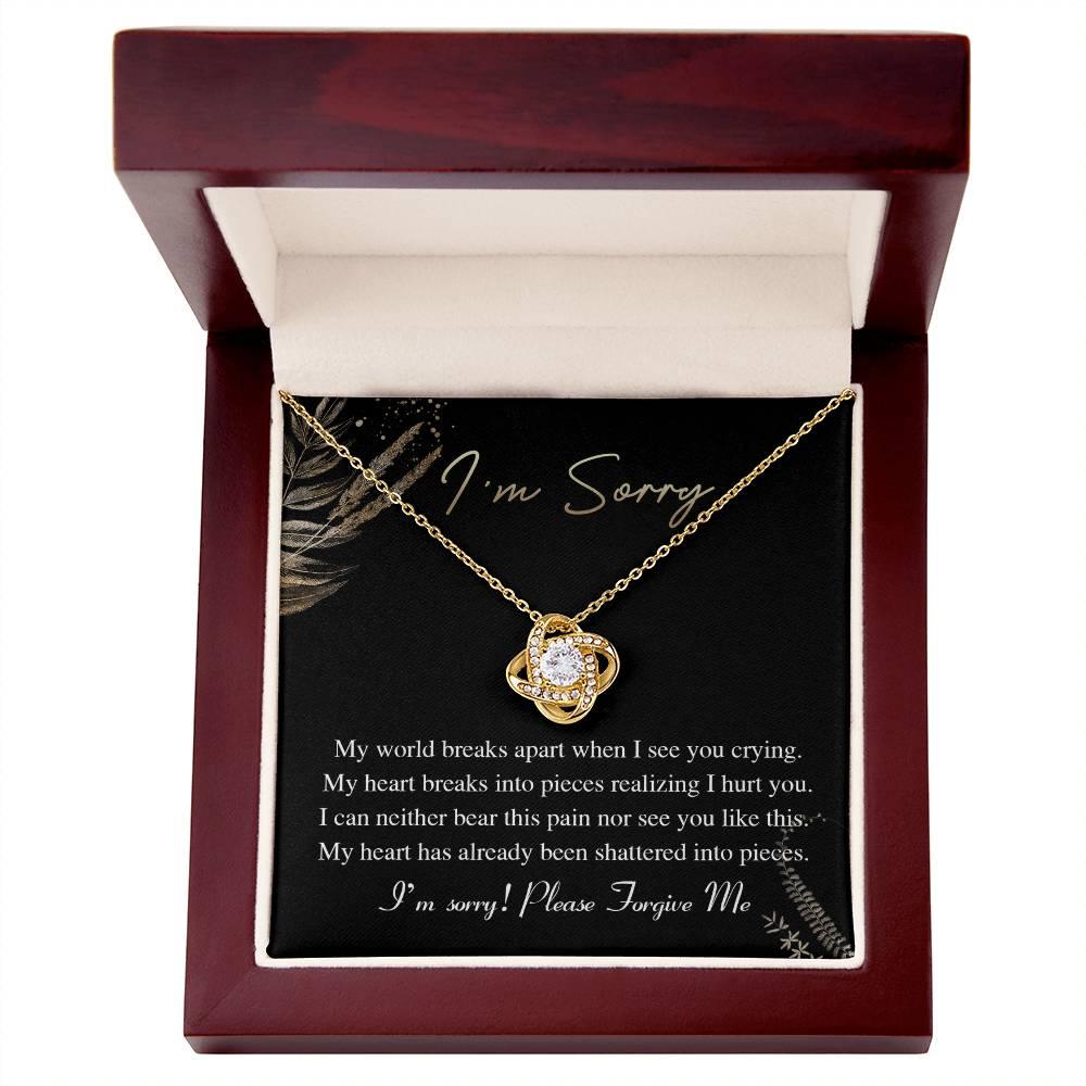 Apology Gift for Girlfriend, Wife, Soulmate - Sorry, See You Crying - Love Knot Pendant Necklace - Mallard Moon Gift Shop