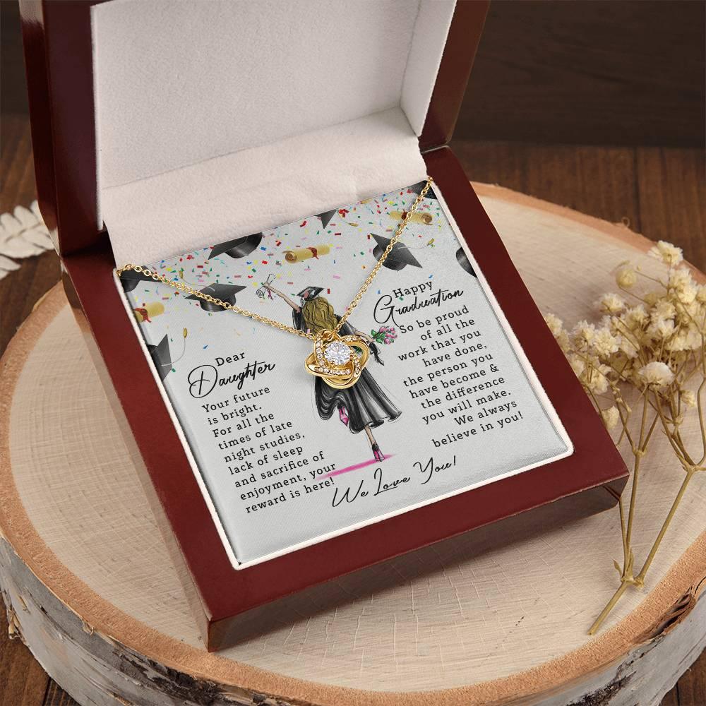 Graduation Gift for Daughter Your Future is Bright Love Knot Pendant Necklace - Mallard Moon Gift Shop