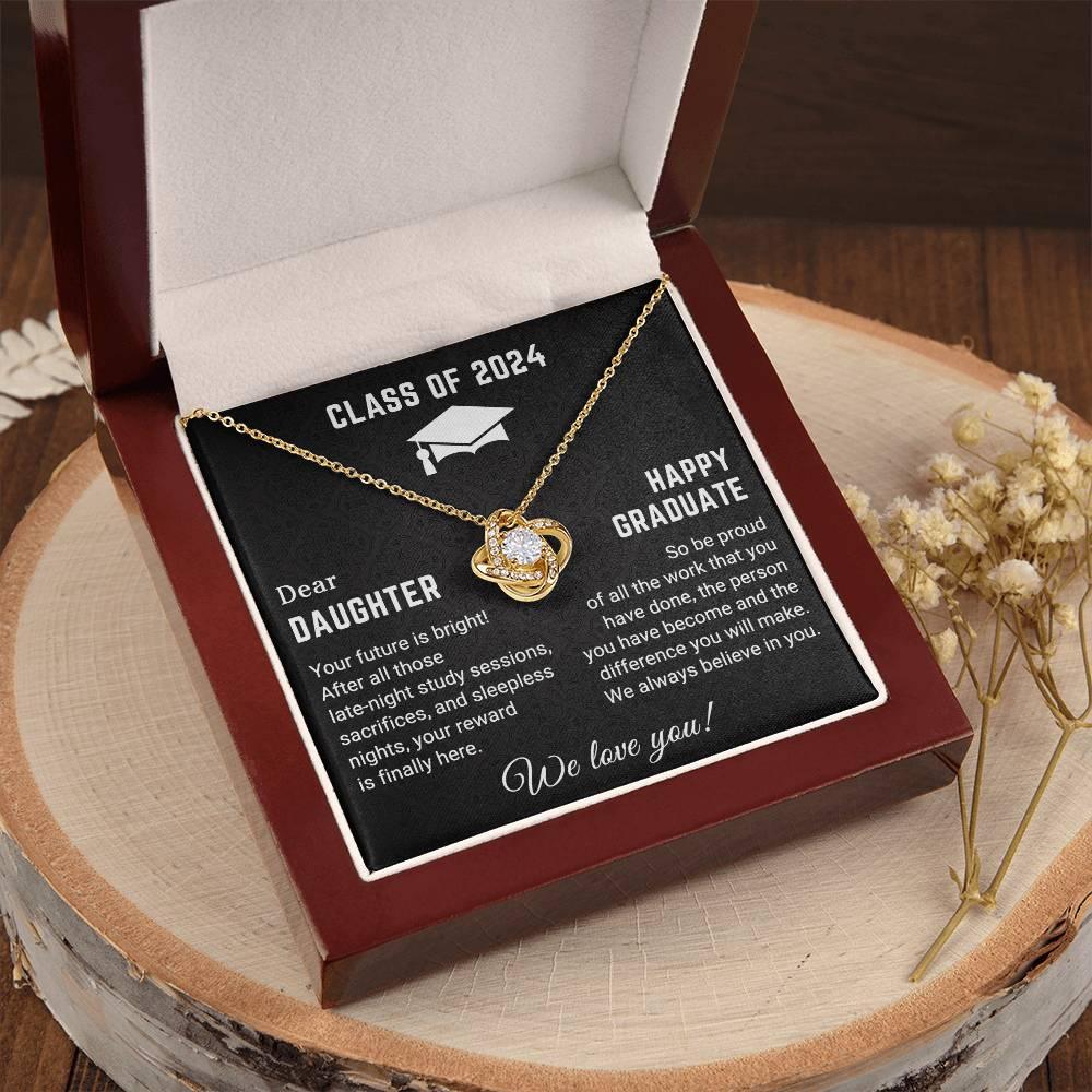 Dear Daughter Your Future is Bright Graduation Class of 2024 Love Knot Pendant Necklace - Mallard Moon Gift Shop