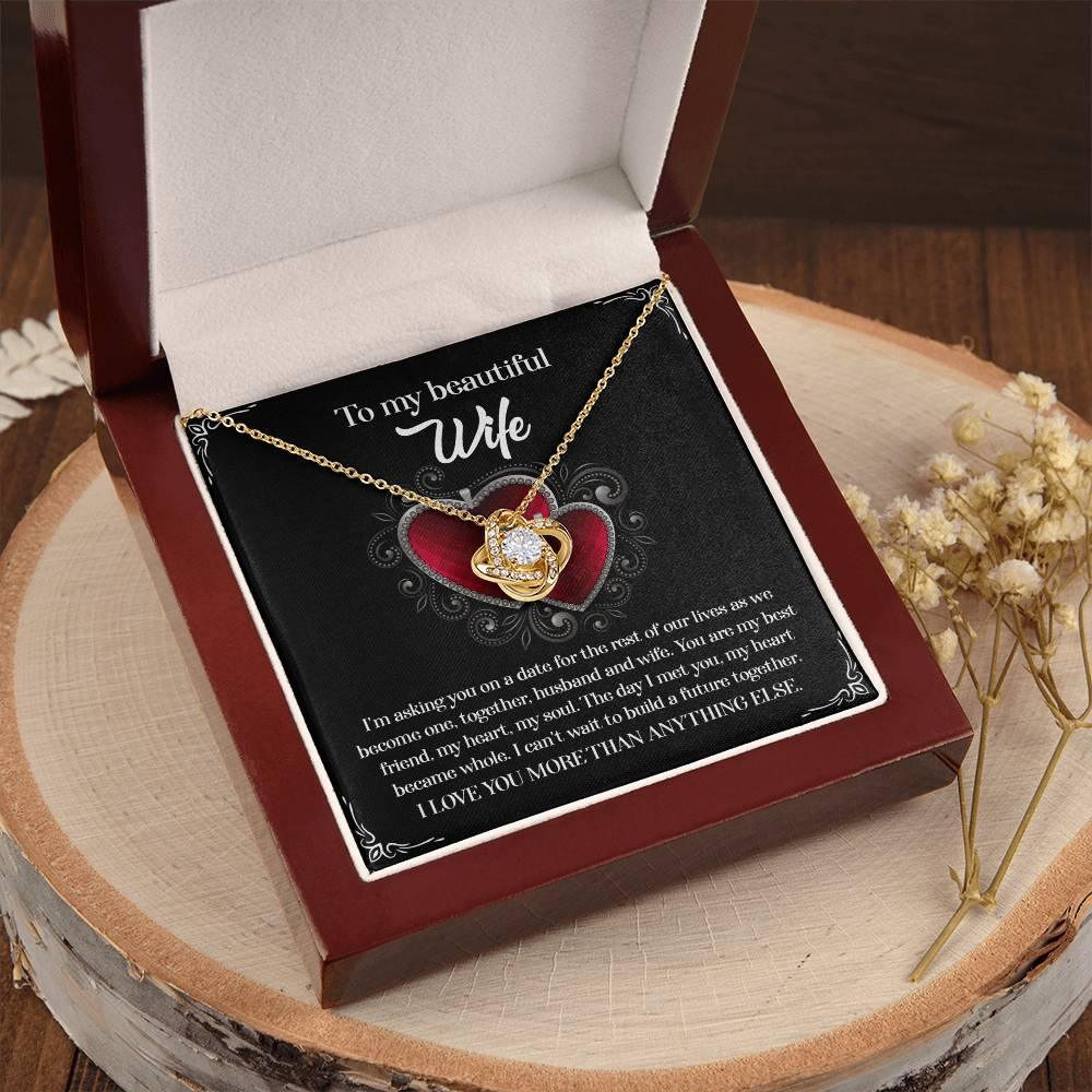To My Beautiful Wife - My Heart Became Whole Love Knot Pendant Necklace - Mallard Moon Gift Shop