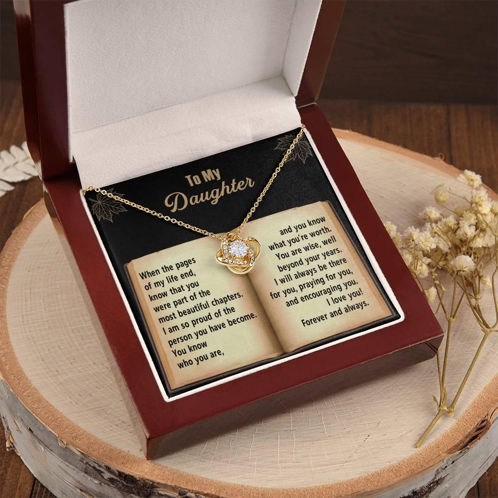 Daughter - Beyond Your Years - Love Knot Pendant Necklace - Mallard Moon Gift Shop