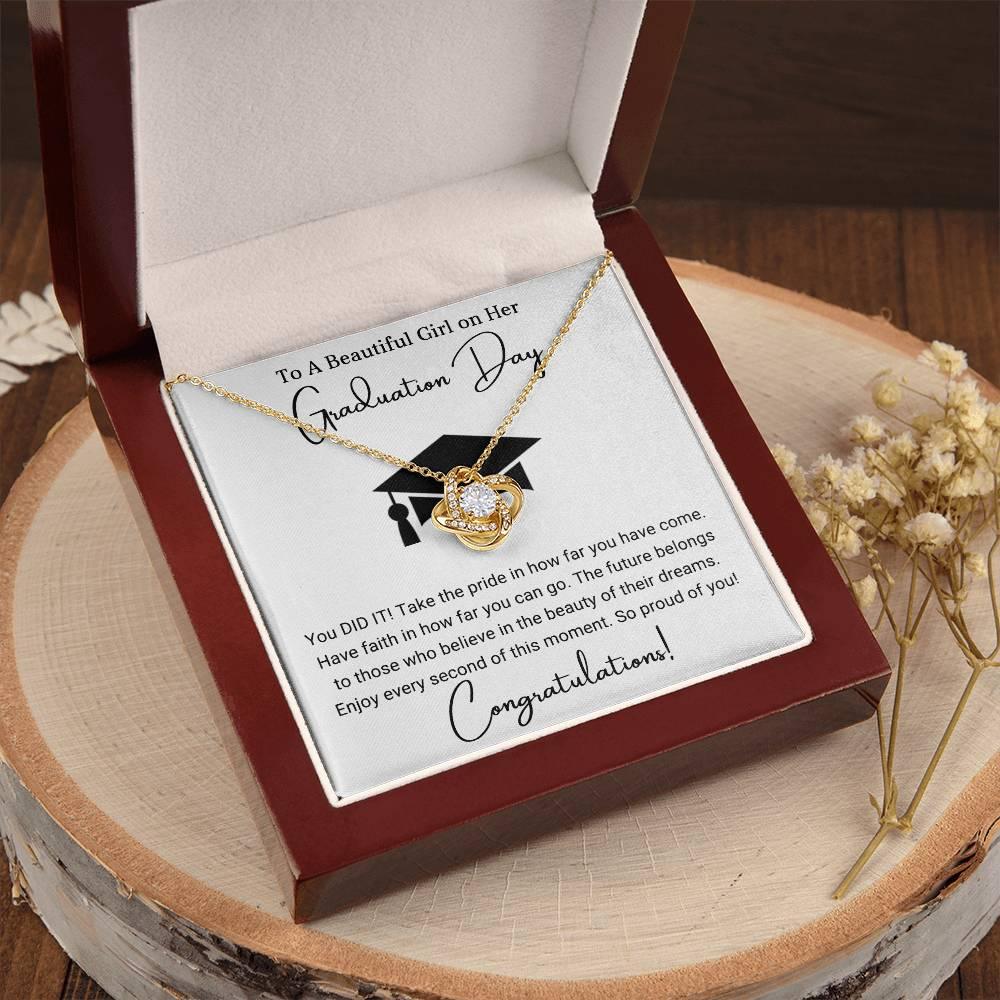 Graduation Gift For Her To A Beautiful Girl Congratulations Love Knot Pendant Necklace - Mallard Moon Gift Shop