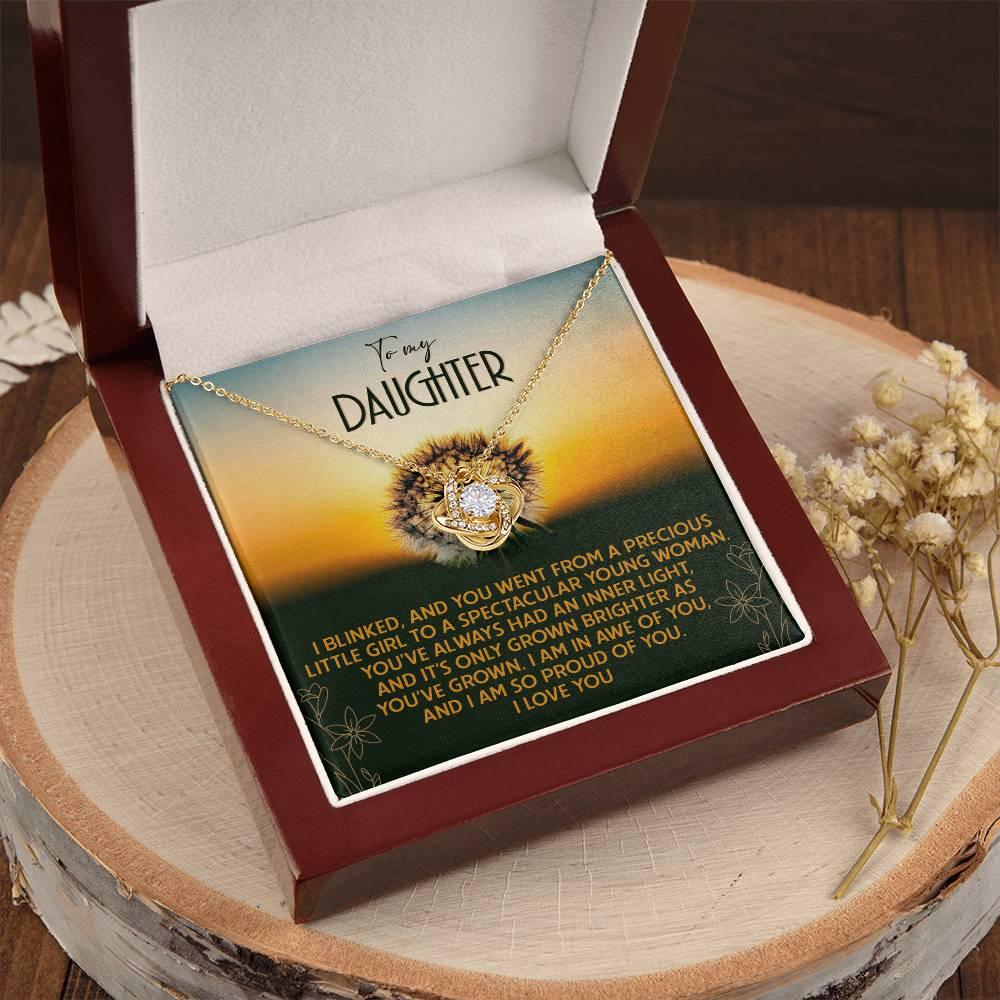 Daughter - Grown Brighter - Love Knot Pendant Necklace - Mallard Moon Gift Shop