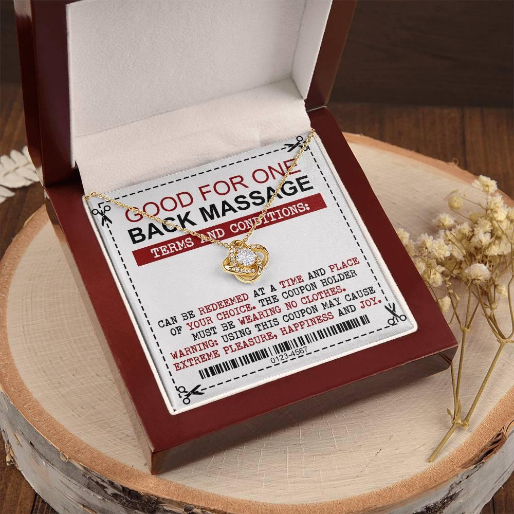 Gift for Wife Back Massage Coupon Love Knot Pendant Necklace - Mallard Moon Gift Shop