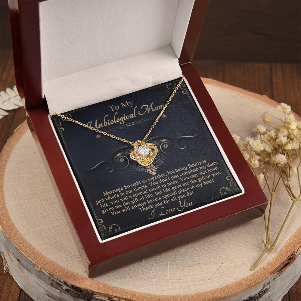 Gift for Unbiological Mother You Complete my Dad's Life Love Knot Pendant Necklace - Mallard Moon Gift Shop