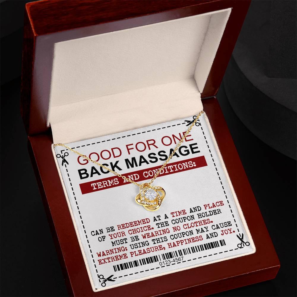 Gift for Wife Back Massage Coupon Love Knot Pendant Necklace - Mallard Moon Gift Shop