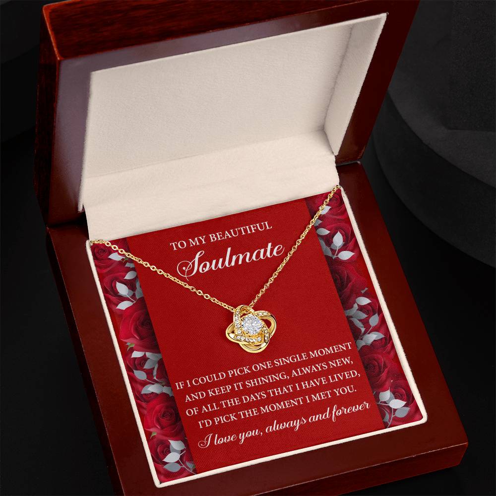 Romantic Anniversary, Valentine's Day Gift for Soulmate, Wife, Girlfriend - The Moment I Met You - Love Knot Pendant Necklace - Mallard Moon Gift Shop