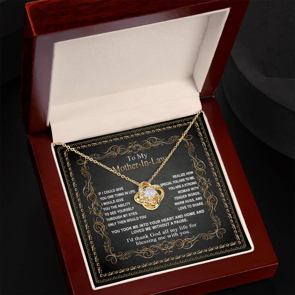 Mother-in-Law Gift You Took Me Into Your Heart and Home Love Knot Pendant Necklace - Mallard Moon Gift Shop