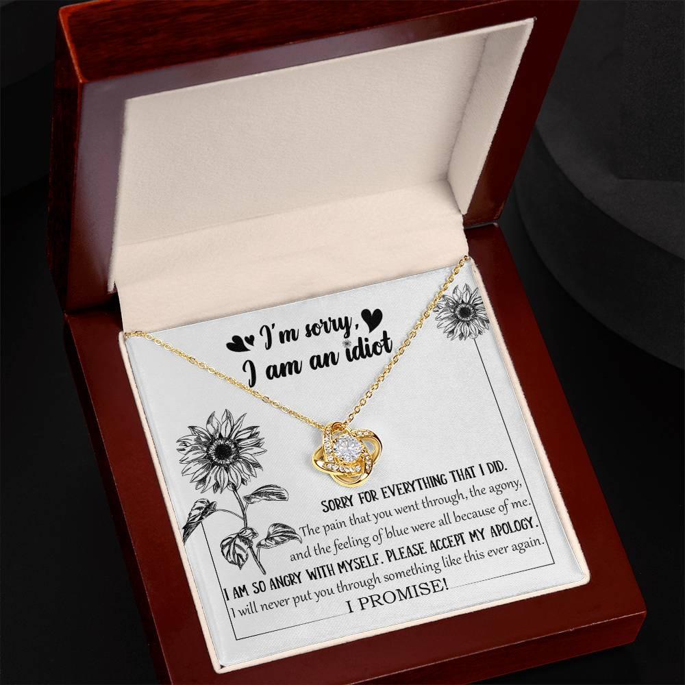 Apology Gift for Girlfriend, Wife, Soulmate - Sorry, Feeling Blue - Love Knot Pendant Necklace - Mallard Moon Gift Shop
