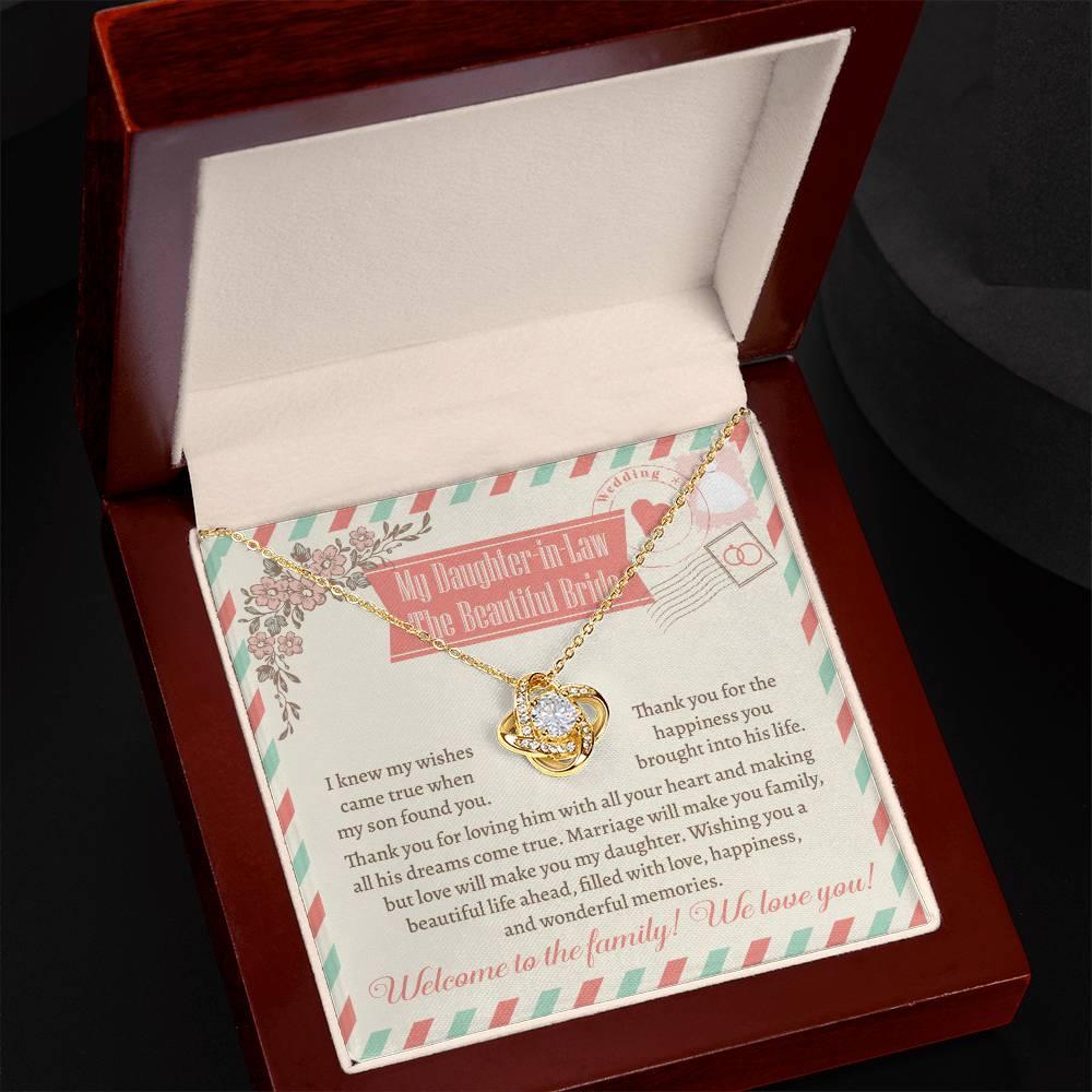 Daughter-In-Law Wedding Day Gift Welcome to the Family Love Knot Pendant Necklace - Mallard Moon Gift Shop