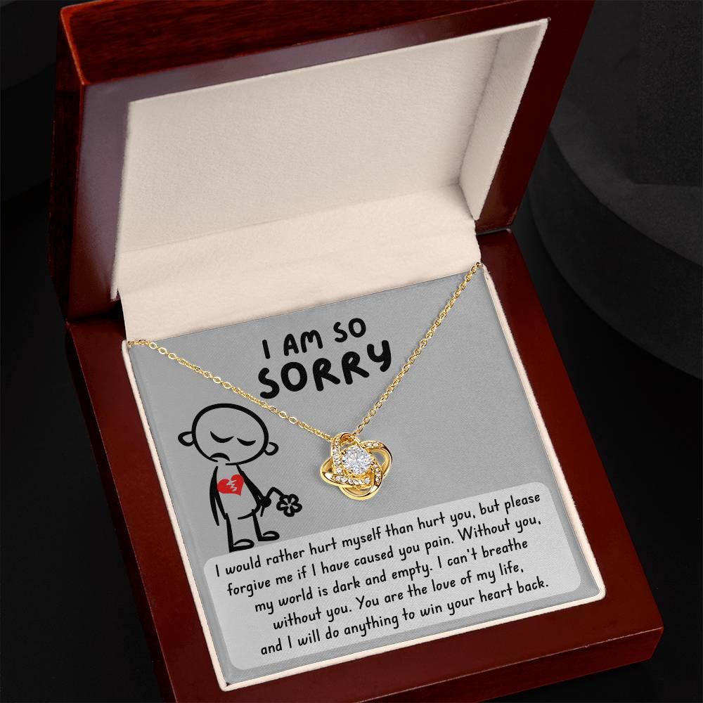 Apology Gift for Girlfriend, Wife, Soulmate - Sorry, Dark And Empty - Love Knot Pendant Necklace - Mallard Moon Gift Shop