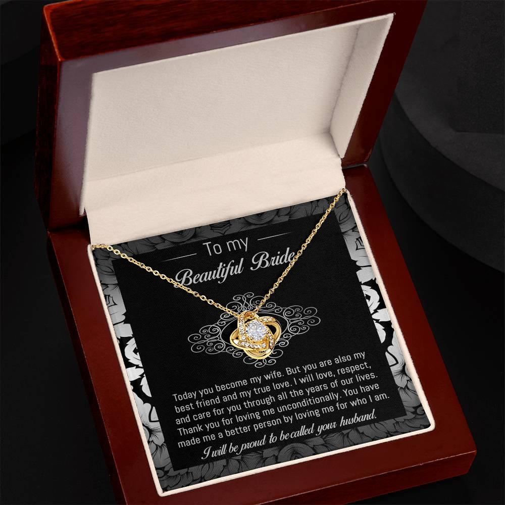 Bride Wedding Day Gift - My True Love - Love Knot Pendant Necklace - Mallard Moon Gift Shop