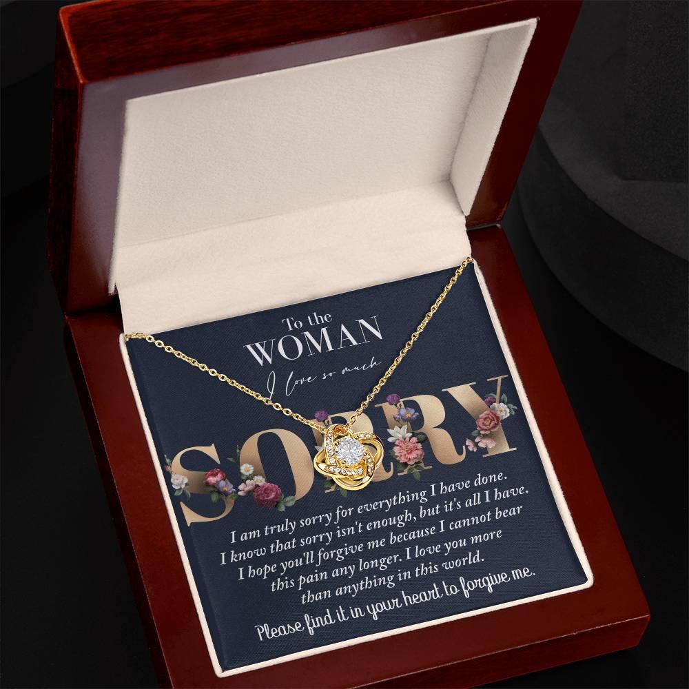 Apology Gift for Girlfriend, Wife, Soulmate - Sorry, Bear This Pain - Love Knot Pendant Necklace - Mallard Moon Gift Shop