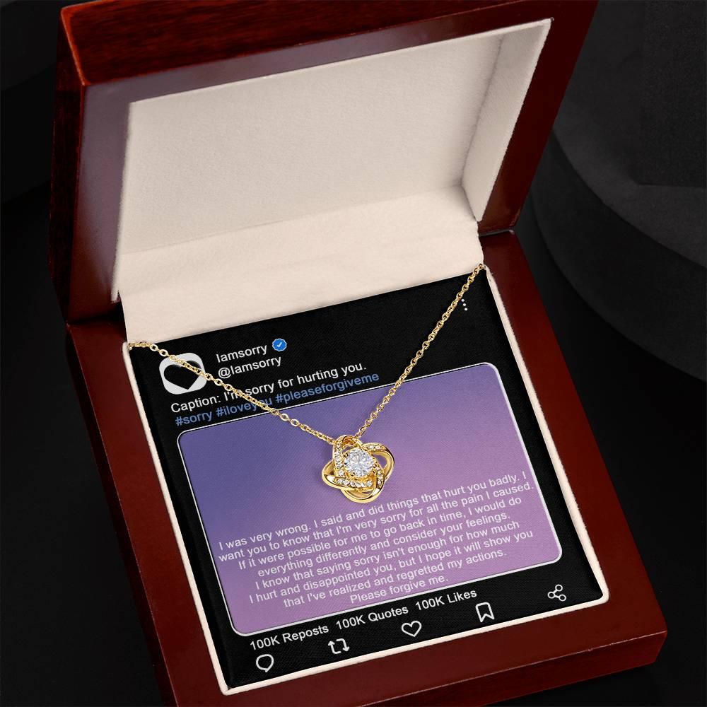 Gift for Girlfriend, Wife-Sorry, Hurt You Badly - Love Knot Pendant Necklace - Mallard Moon Gift Shop