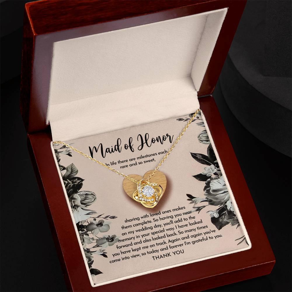 Maid of Honor Wedding Day Gift - My Wedding Day - Love Knot Pendant Necklace - Mallard Moon Gift Shop