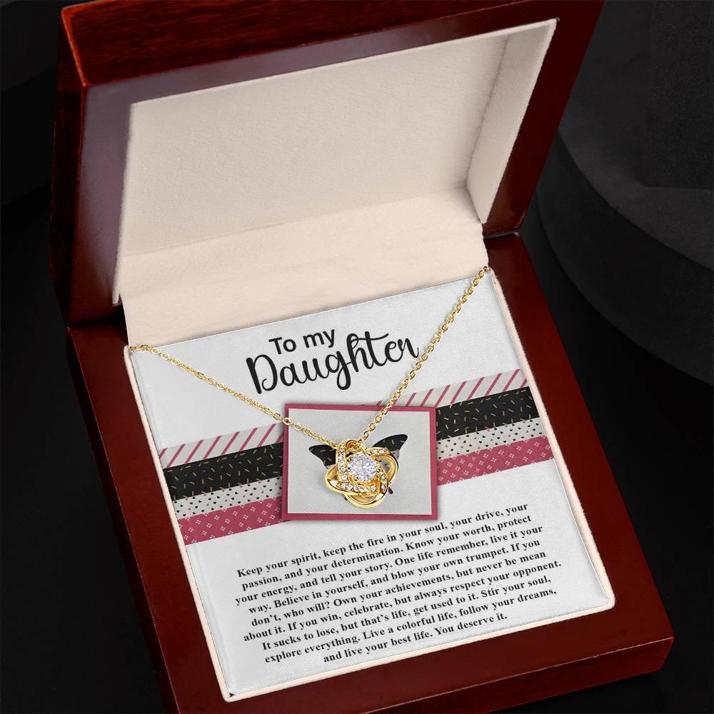 Gift for Daughter - Keep The Fire - Love Knot Pendant Necklace - Mallard Moon Gift Shop