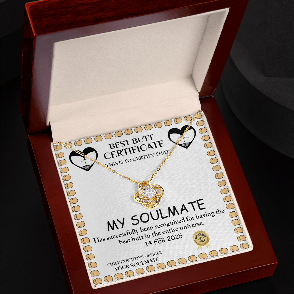 Best Butt & Endless Love Certified! Funny Love Knot Necklace Valentine's Day Gift