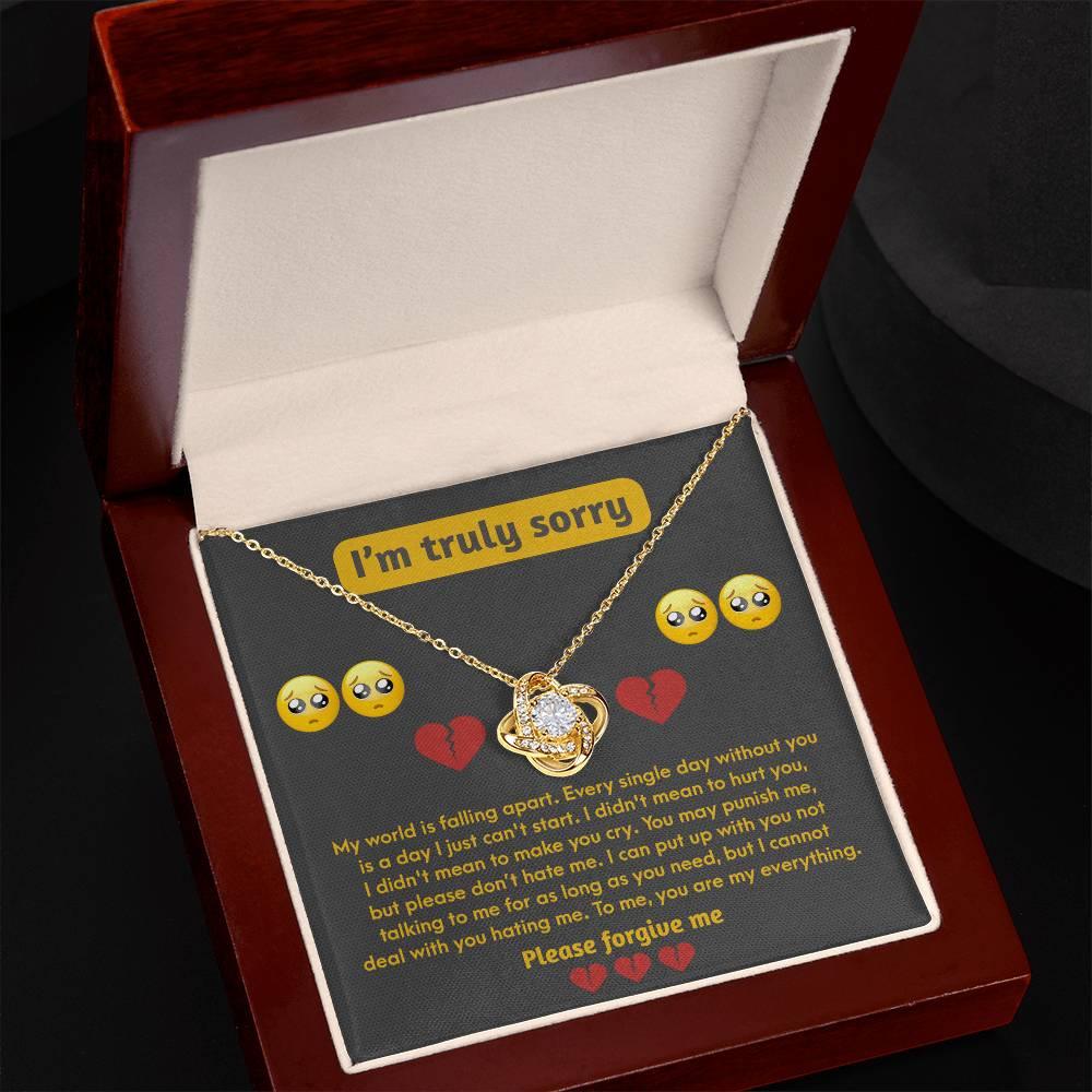 Apology Gift for Girlfriend, Wife, Soulmate - Sorry, Make You Cry - Love Knot Pendant Necklace - Mallard Moon Gift Shop