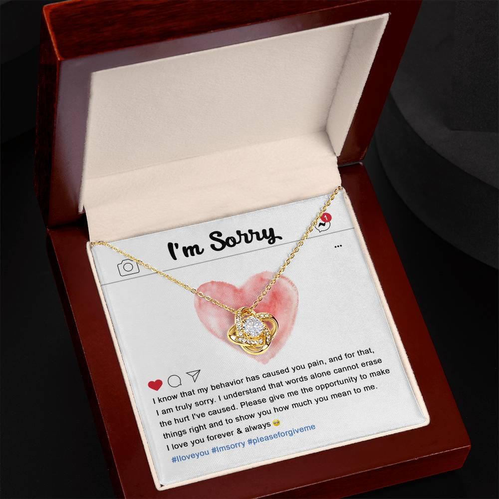 Apology Gift for Girlfriend, Wife, Soulmate - Sorry, Cannot Erase - Love Knot Pendant Necklace - Mallard Moon Gift Shop
